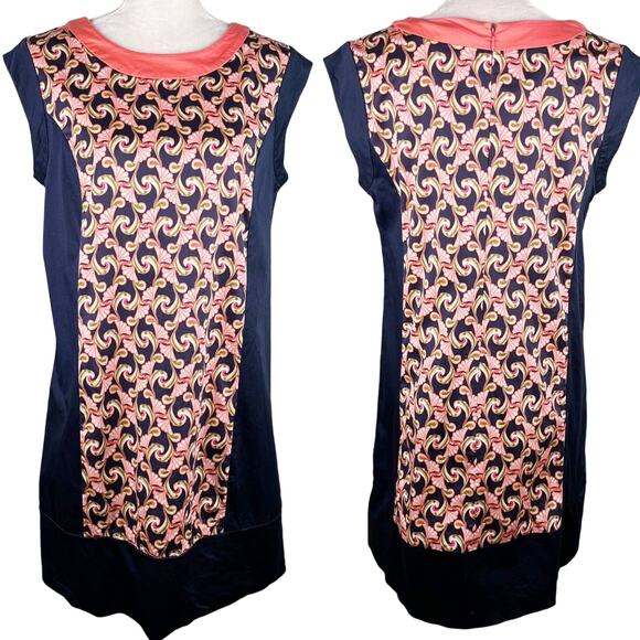 The Webster Miami Target Shift Dress 14 Sleeveless Lightweight Navy Coral - Picture 1 of 14